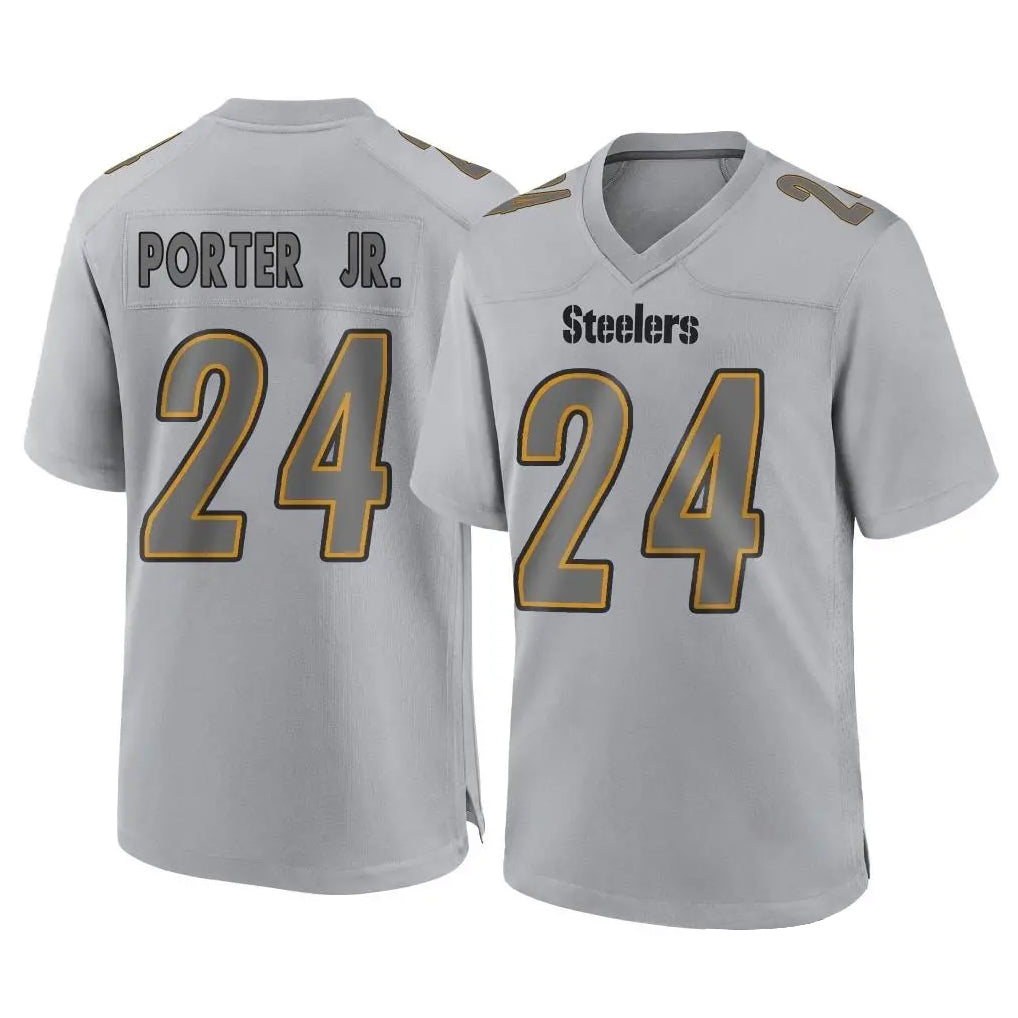 Blackjersey P.Steelers #24 Joey Porter Jr. Player Gray Atmosphere Fashion Home Game Stitched Jerseys