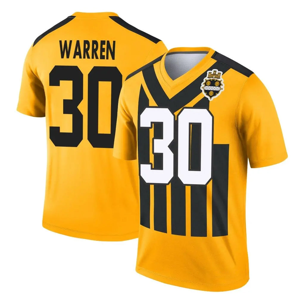 Blackjersey P.Steelers #30 Jaylen Warren Player Gold Legend Limited 1933 Throwback Performance Home Game Stitched Jerseys
