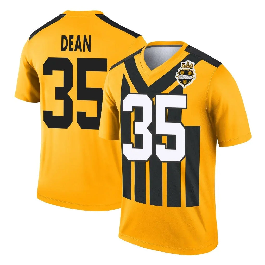 Blackjersey P.Steelers #35 Jamel Dean Player Gold Legend Limited 1933 Throwback Performance Home Game Stitched Jerseys