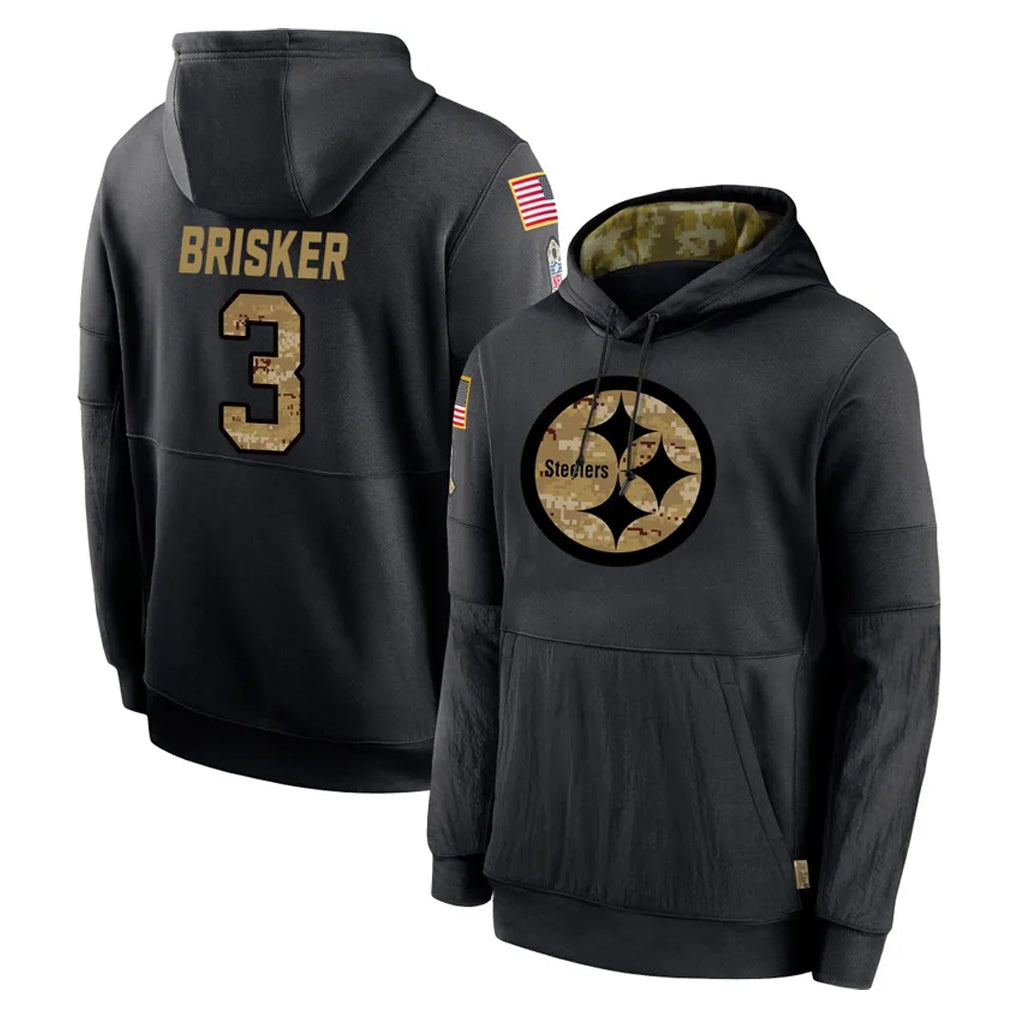 Blackjersey P.Steelers #3 Jaquan Brisker Player Black Salute to Service Hoodies Limited Game Stitched Jerseys