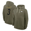 Blackjersey P.Steelers #3 Jaquan Brisker Player Olive Salute to Service Pullover Hoodies Limited Stitched Jerseys