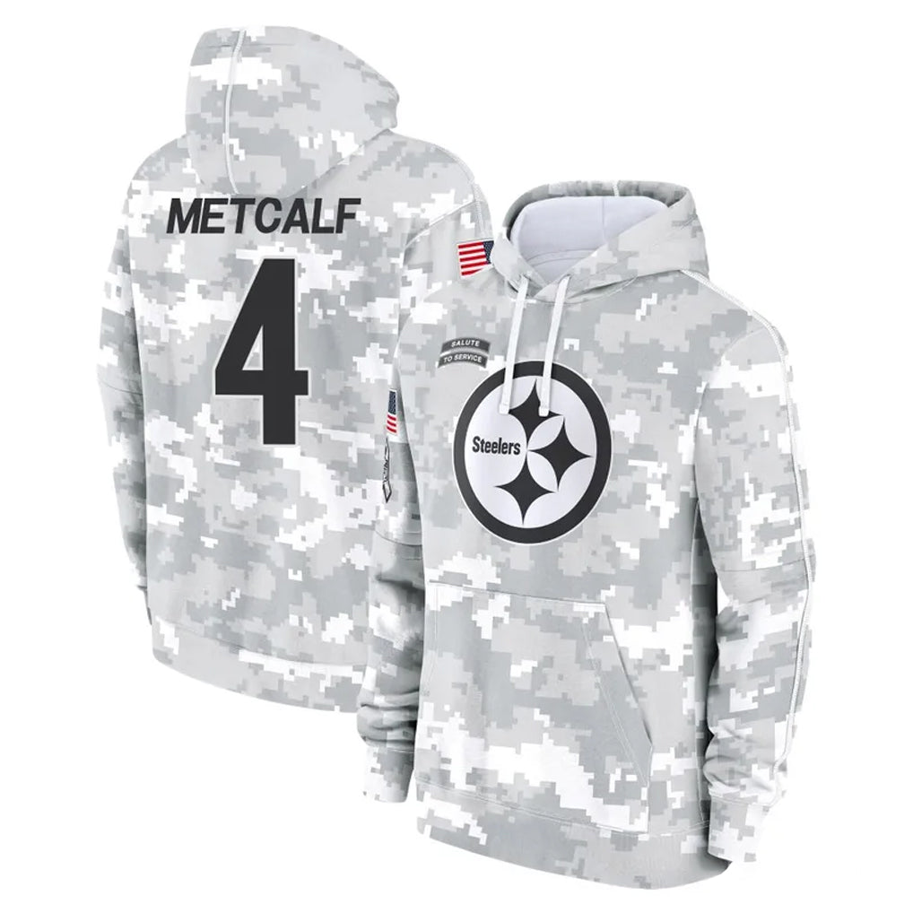 Blackjersey P.Steelers #4 DK Metcalf Player Arctic Camo Limited Salute to Service Pullover Hoodies Game Stitched Jerseys