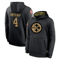 Blackjersey P.Steelers #4 DK Metcalf Player Black Salute to Service Hoodies Limited Game Stitched Jerseys