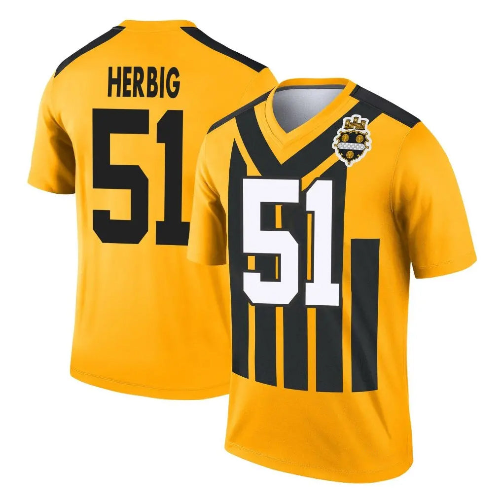 Blackjersey P.Steelers #51 Nick Herbig Player Gold Legend Limited 1933 Throwback Performance Home Game Stitched Jerseys