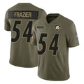 Blackjersey P.Steelers #54 Zach Frazier Player Olive 2025 Salute To Service Limited Home Game Stitched Jerseys