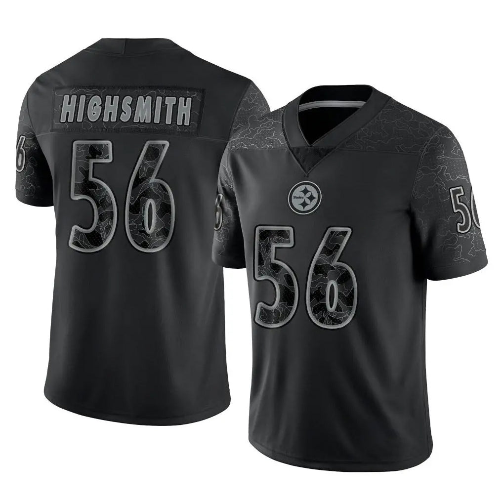 Blackjersey P.Steelers #56 Alex Highsmith Player Black Reflective Limited Home Game Stitched Jerseys