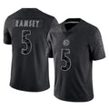 Blackjersey P.Steelers #5 Jalen Ramsey Player Black Reflective Limited Home Game Stitched Jerseys