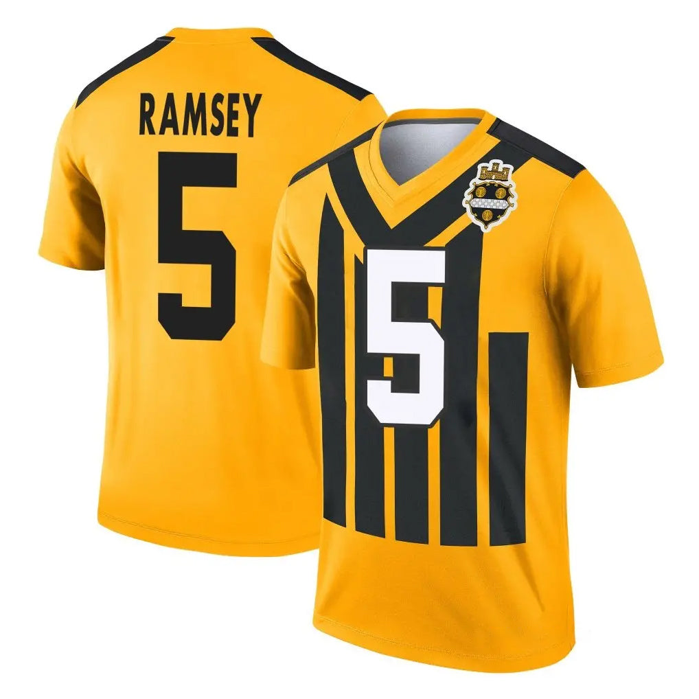 Blackjersey P.Steelers #5 Jalen Ramsey Player Gold Legend Limited 1933 Throwback Performance Home Game Stitched Jerseys