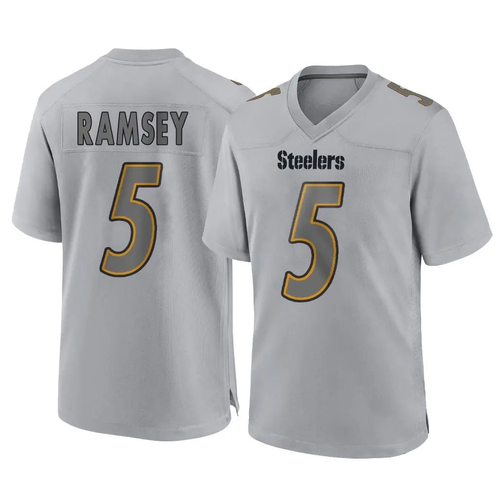 Blackjersey P.Steelers #5 Jalen Ramsey Player Gray Atmosphere Fashion Home Game Stitched Jerseys