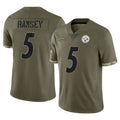 Blackjersey P.Steelers #5 Jalen Ramsey Player Olive Limited Salute To Service Home Game Stitched Jerseys