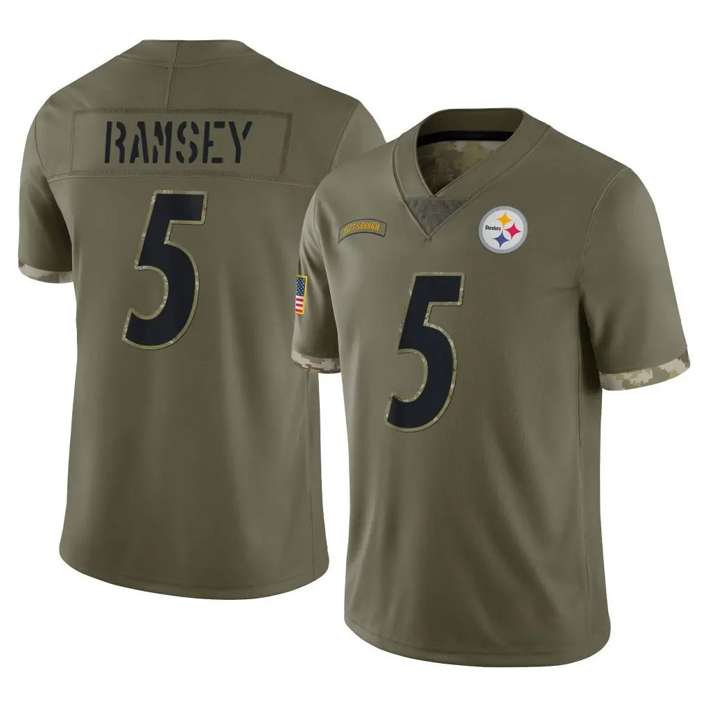 Blackjersey P.Steelers #5 Jalen Ramsey Player Olive Limited Salute To Service Home Game Stitched Jerseys