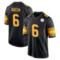 Blackjersey P.Steelers #6 Patrick Queen Player Black Color Rush Home Game Stitched Jerseys