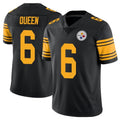 Blackjersey P.Steelers #6 Patrick Queen Player Black Limited Color Rush Home Game Stitched Jerseys