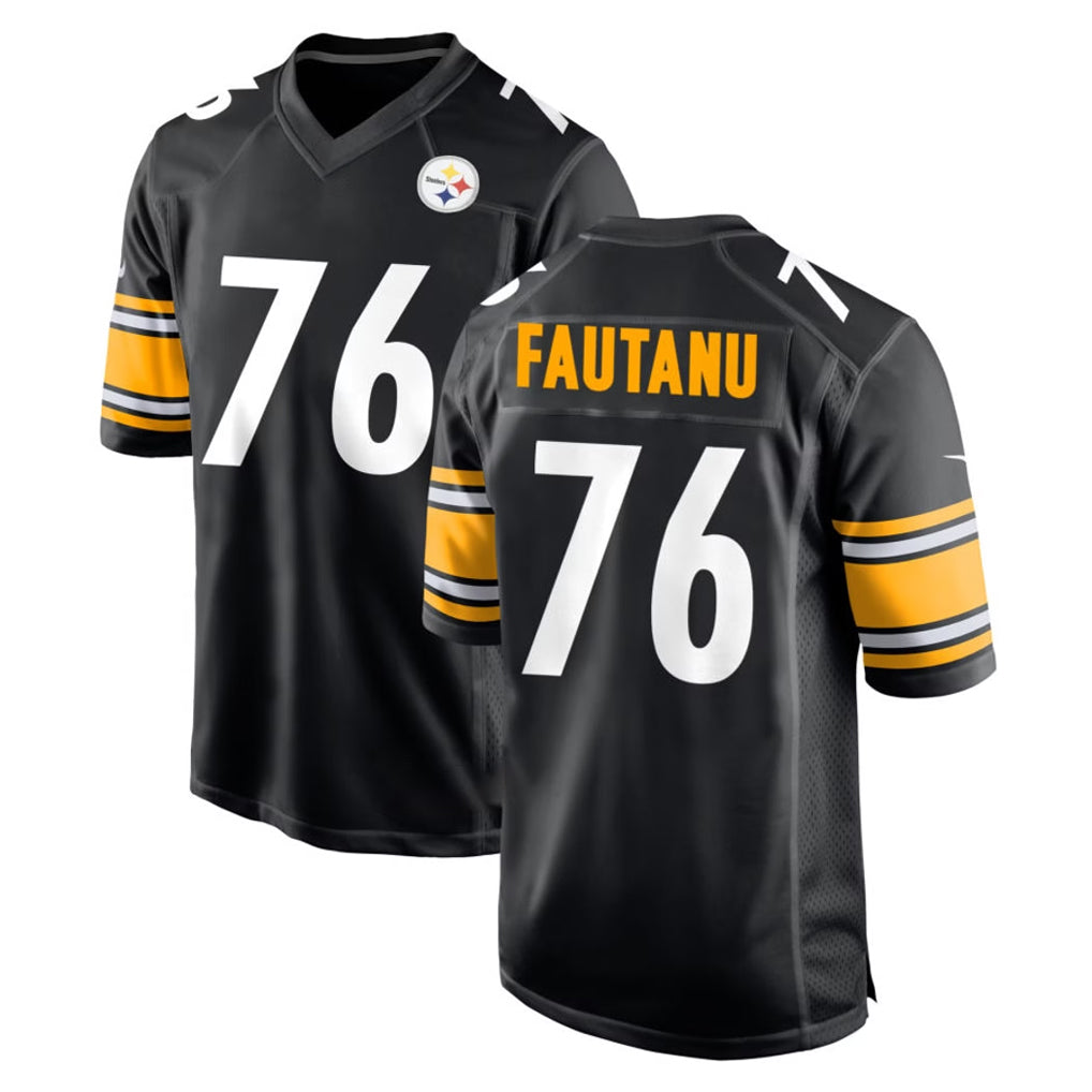 Blackjersey P.Steelers #76 Troy Fautanu Player Black Home Game Stitched Jerseys