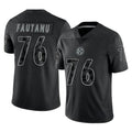 Blackjersey P.Steelers #76 Troy Fautanu Player Black Reflective Limited Home Game Stitched Jerseys