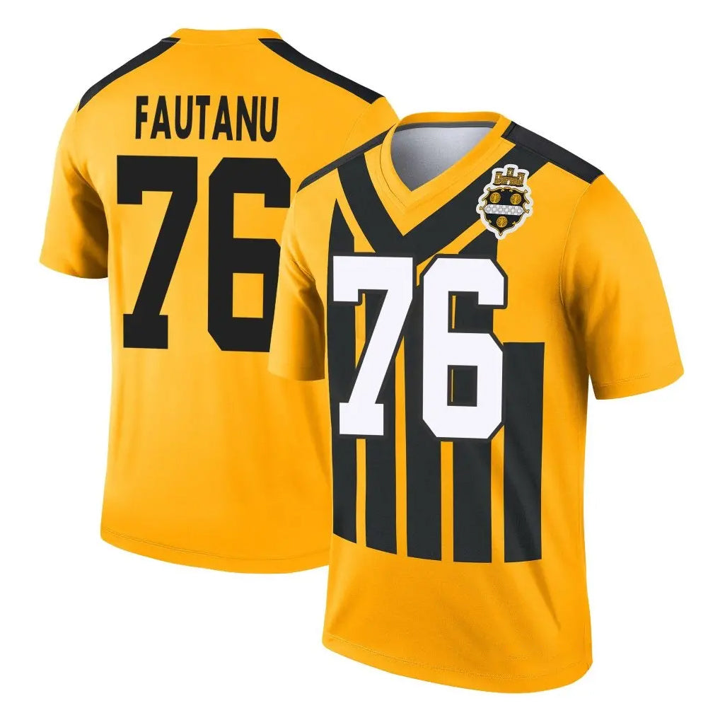 Blackjersey P.Steelers #76 Troy Fautanu Player Gold Legend Limited 1933 Throwback Performance Home Game Stitched Jerseys