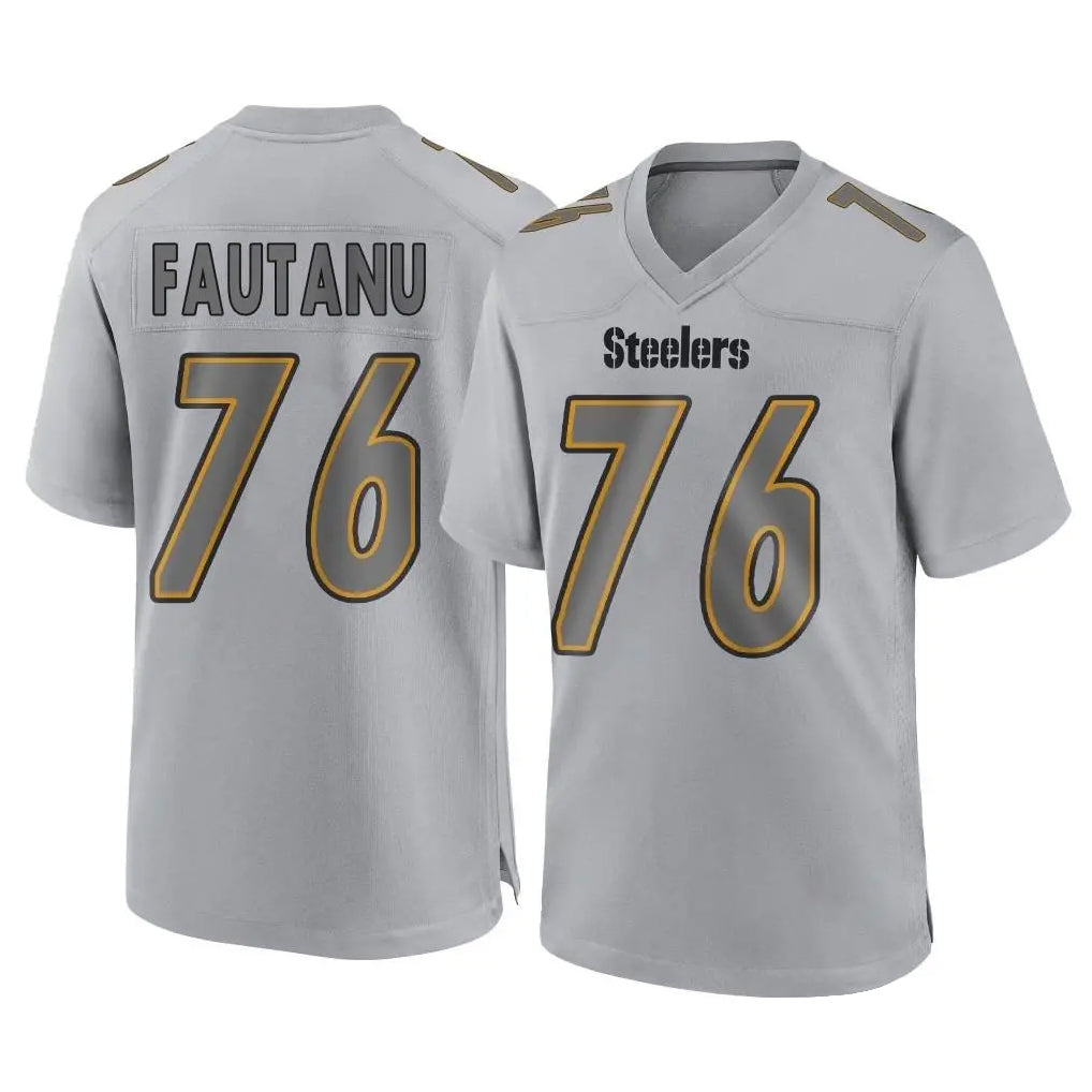 Blackjersey P.Steelers #76 Troy Fautanu Player Gray Atmosphere Fashion Home Game Stitched Jerseys