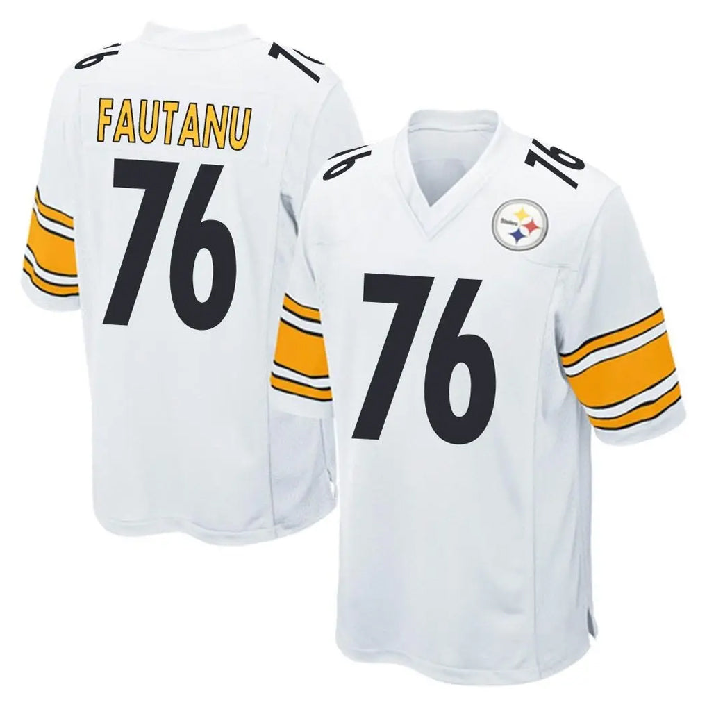 Blackjersey P.Steelers #76 Troy Fautanu Player White Home Game Stitched Jerseys