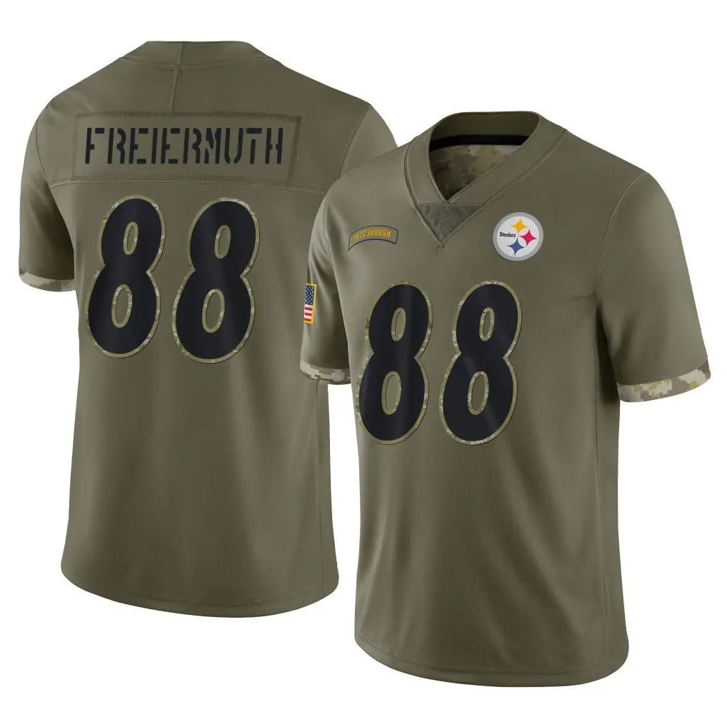 Blackjersey P.Steelers #88 Pat Freiermuth Player Olive Limited Salute To Service Home Game Stitched Jerseys