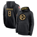 Blackjersey P.Steelers #8 Aaron Rodgers Player Black Salute to Service Hoodies Limited Game Stitched Jerseys