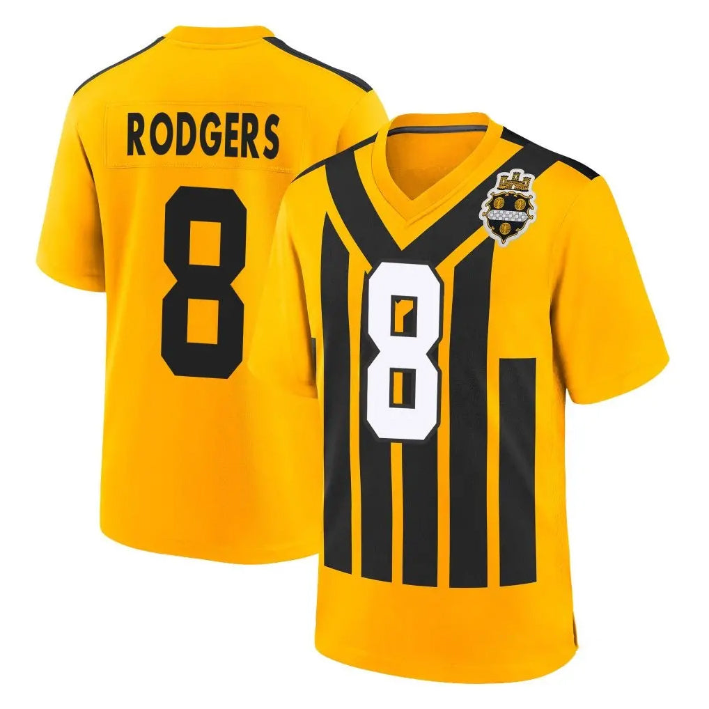 Blackjersey P.Steelers #8 Aaron Rodgers Player Gold Limited 1933 Throwback Home Game Stitched Jerseys