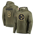 Blackjersey P.Steelers #8 Aaron Rodgers Player Olive Salute to Service Pullover Hoodie Home Game Stitched Jerseys