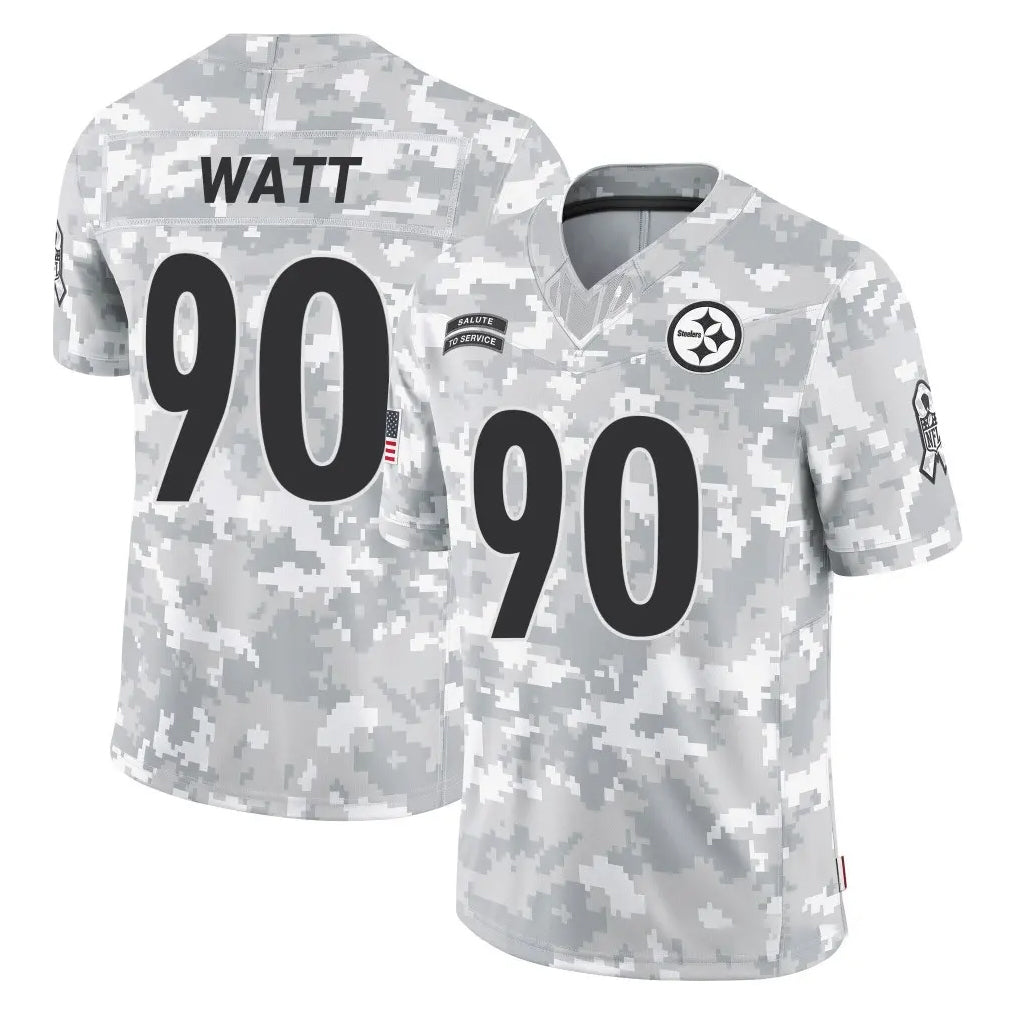 Blackjersey P.Steelers #90 T.J. Watt Player Arctic Camo Limited Salute To Service Home Game Stitched Jerseys