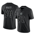 Blackjersey P.Steelers #90 T.J. Watt Player Black Reflective Limited Home Game Stitched Jerseys