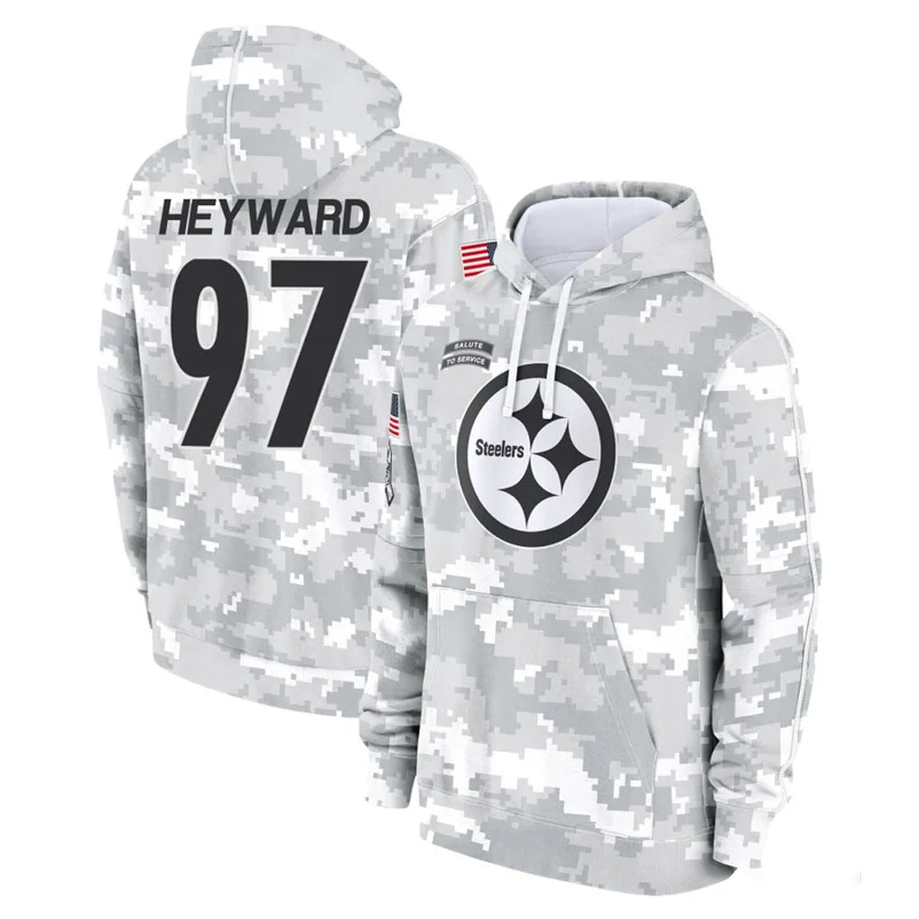 Blackjersey P.Steelers #97 Cameron Heyward Player Arctic Camo Limited Salute to Service Pullover Hoodies Game Stitched Jerseys