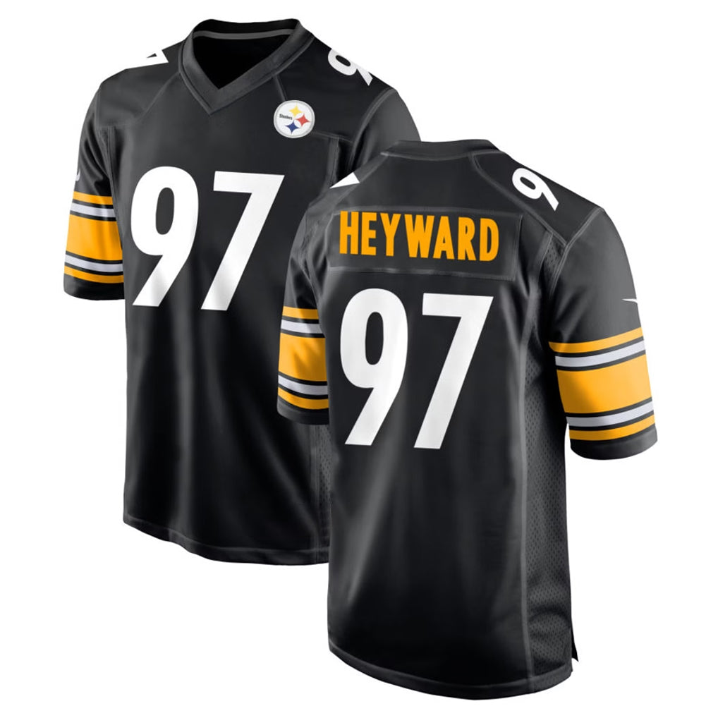 Blackjersey P.Steelers #97 Cameron Heyward Player Black Home Game Stitched Jerseys