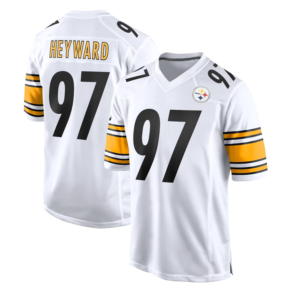 Blackjersey P.Steelers #97 Cameron Heyward Player White Home Game Stitched Jerseys