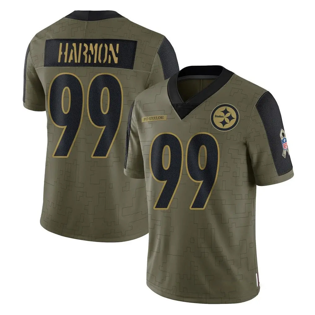 Blackjersey P.Steelers #99 Derrick Harmon Player Olive Salute To Service Limited Game Stitched Jerseys
