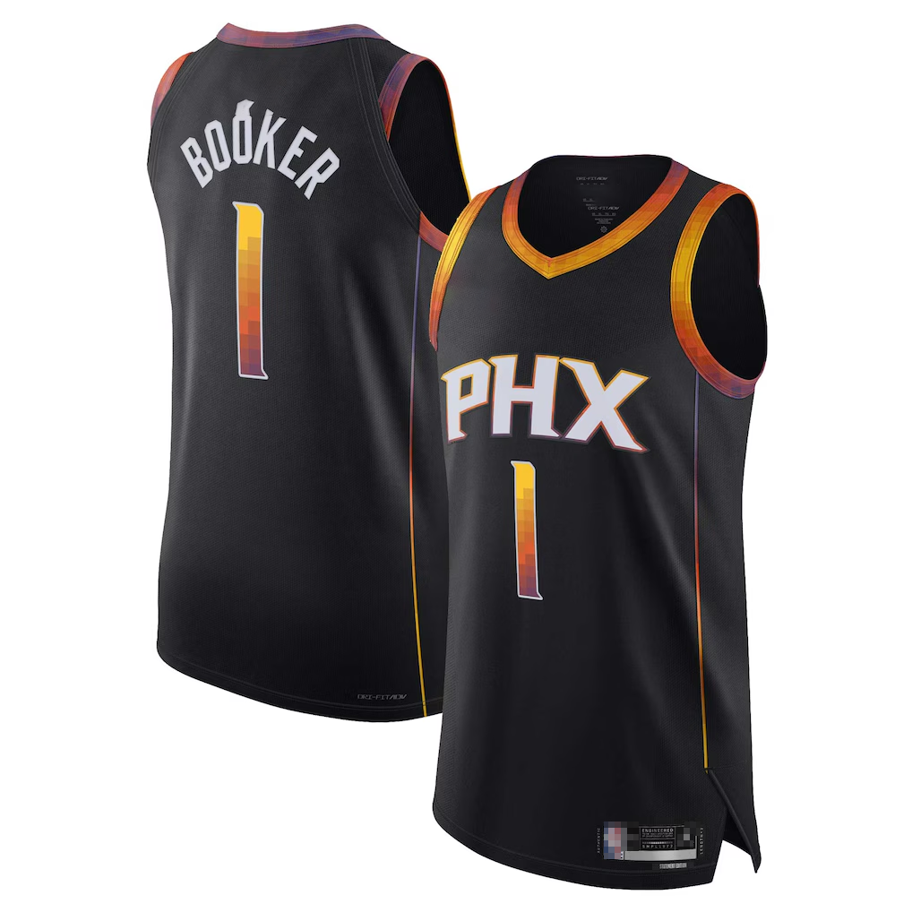 Blackjersey P.Suns #1 Devin Booker Black Authentic Player Jerseys - Statement Edition