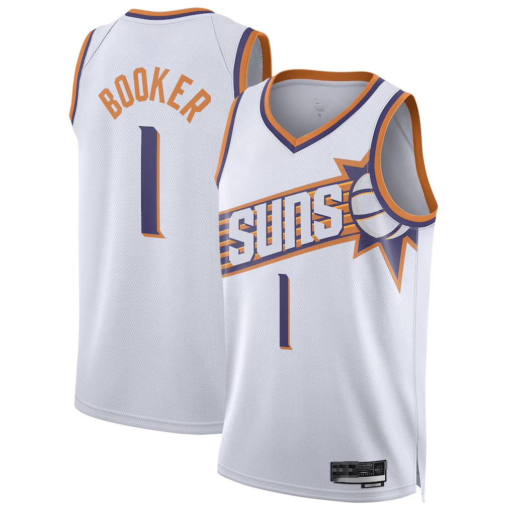Blackjersey P.Suns #1 Devin Booker White Swingman Jerseys - Association Edition