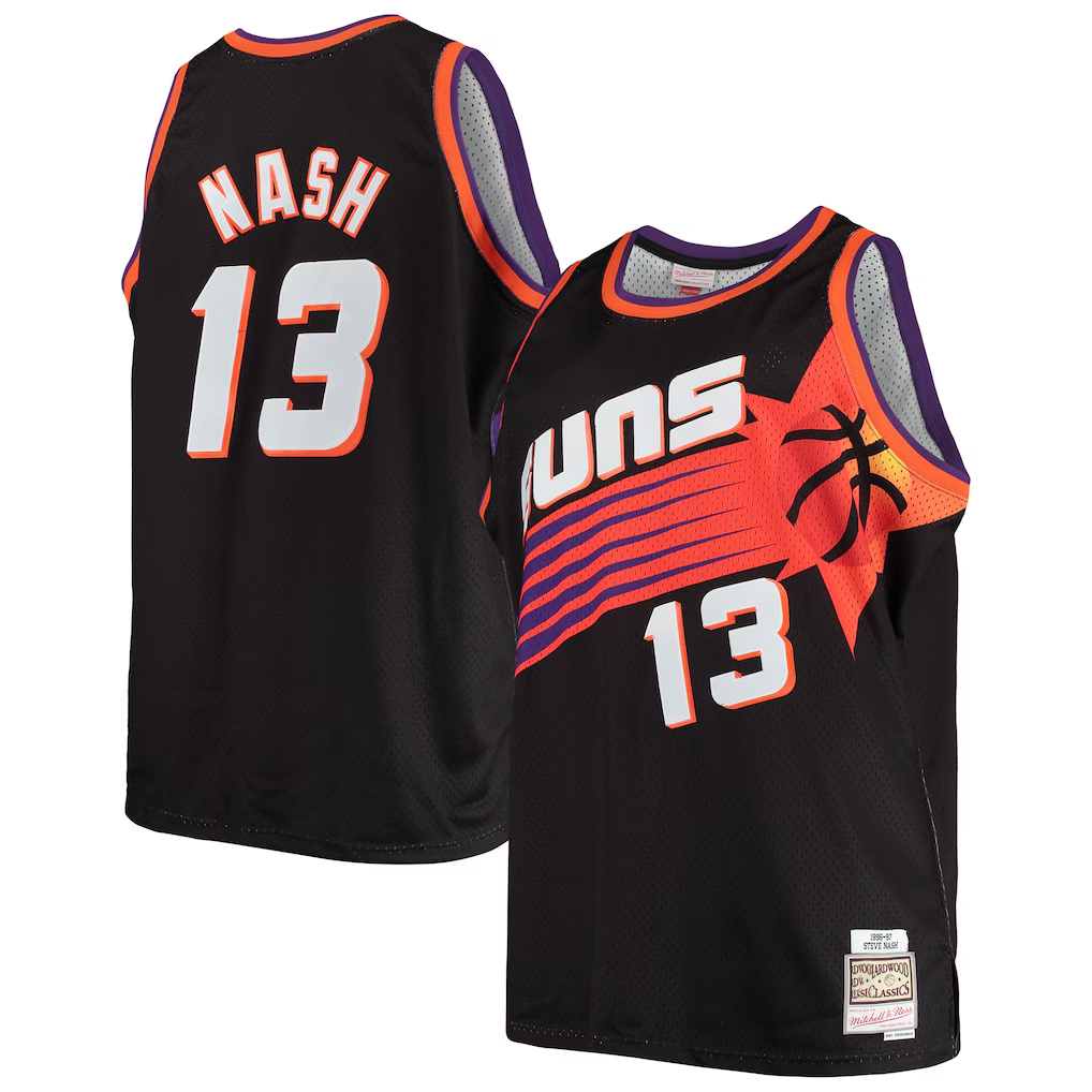 Blackjersey P.Sunss #13 Steve Nash Mitchell & Ness Black 199697 Big & Tall Hardwood Classics Swingman Jerseys