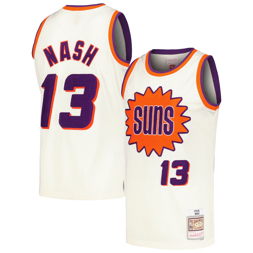 Blackjersey P.Sunss #13 Steve Nash Mitchell & Ness Cream Chainstitch Swingman Jerseys