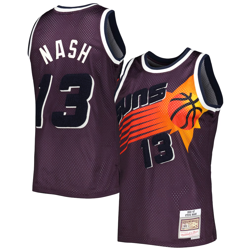 Blackjersey P.Sunss #13 Steve Nash Mitchell & Ness Purple 199697 Hardwood Classics Off-Court Swingman Jerseys