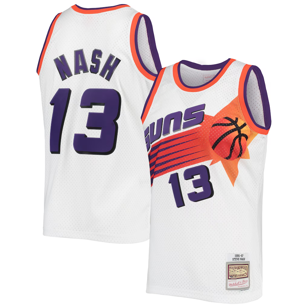 Blackjersey P.Sunss #13 Steve Nash Mitchell & Ness White 199697 Hardwood Classics Swingman Jerseys