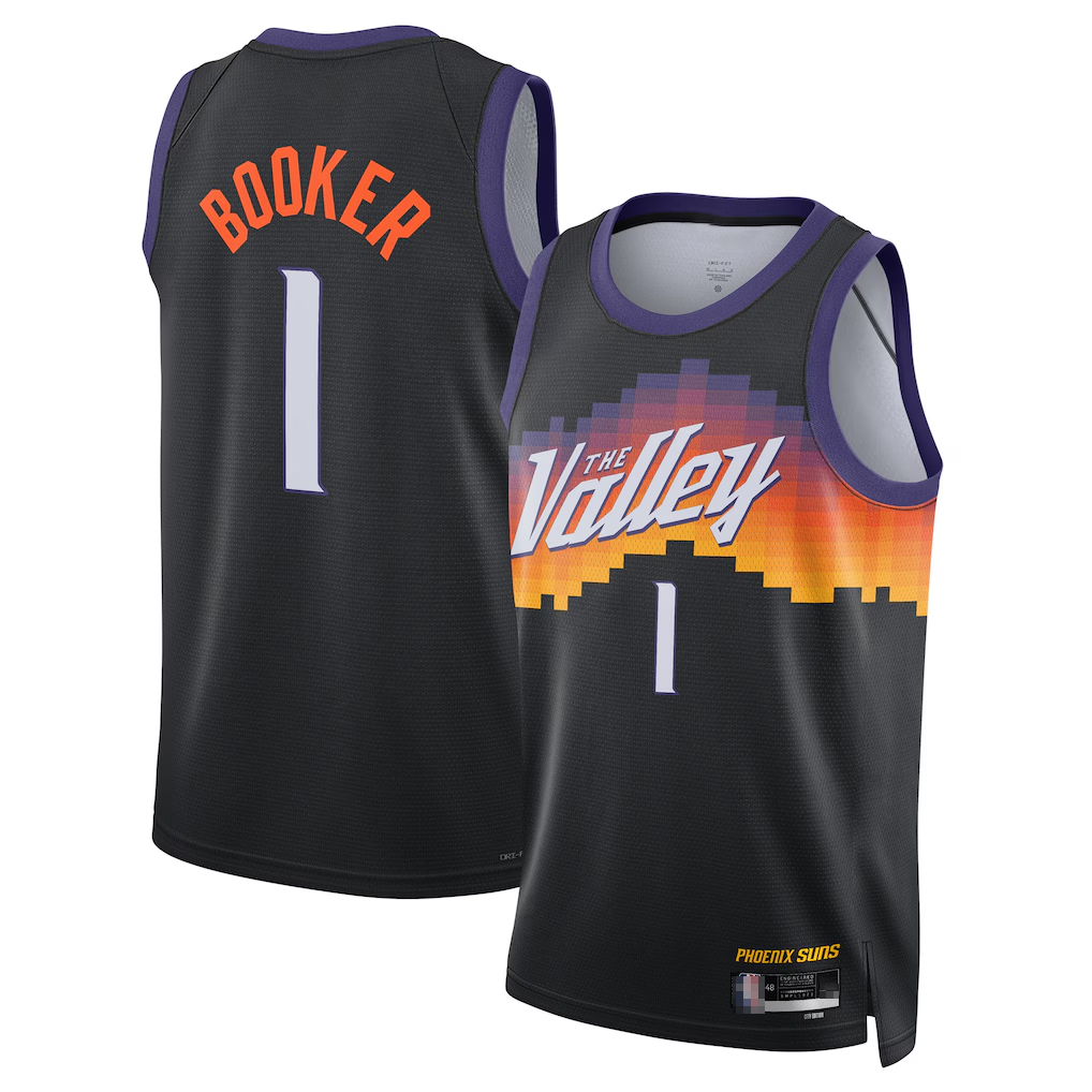 Blackjersey P.Sunss #1 Devin Booker Black 202526 Swingman Jerseys - City Edition
