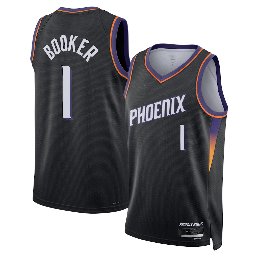 Blackjersey P.Sunss #1 Devin Booker Black Swingman Jerseys - Statement Edition