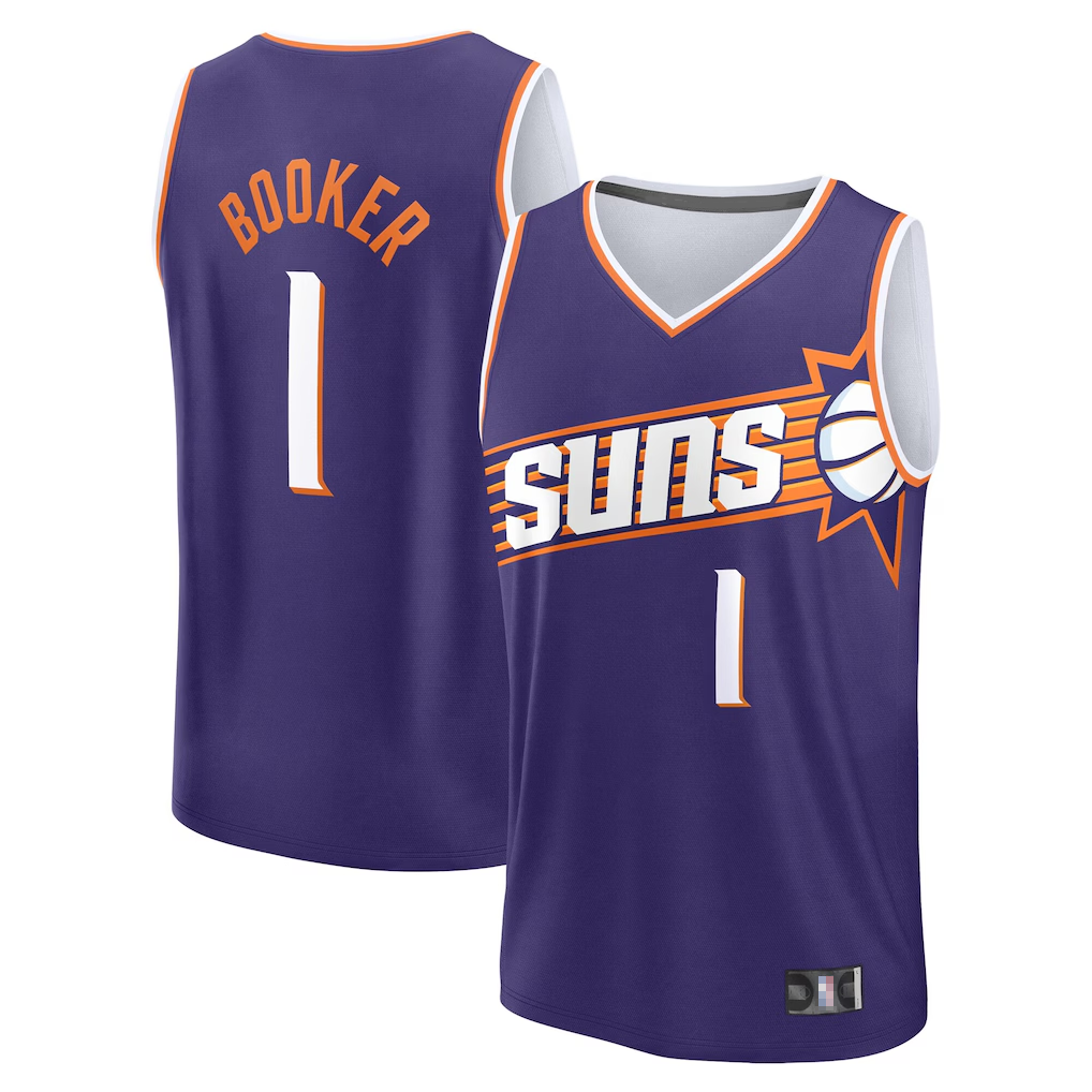 Blackjersey P.Sunss #1 Devin Booker Fanatics Purple Big & Tall Fast Break Jerseys - Icon Edition