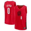 Blackjersey PT.Blazers #0 Damian Lillard Fanatics Red Fast Break Replica Jerseys - Statement Edition