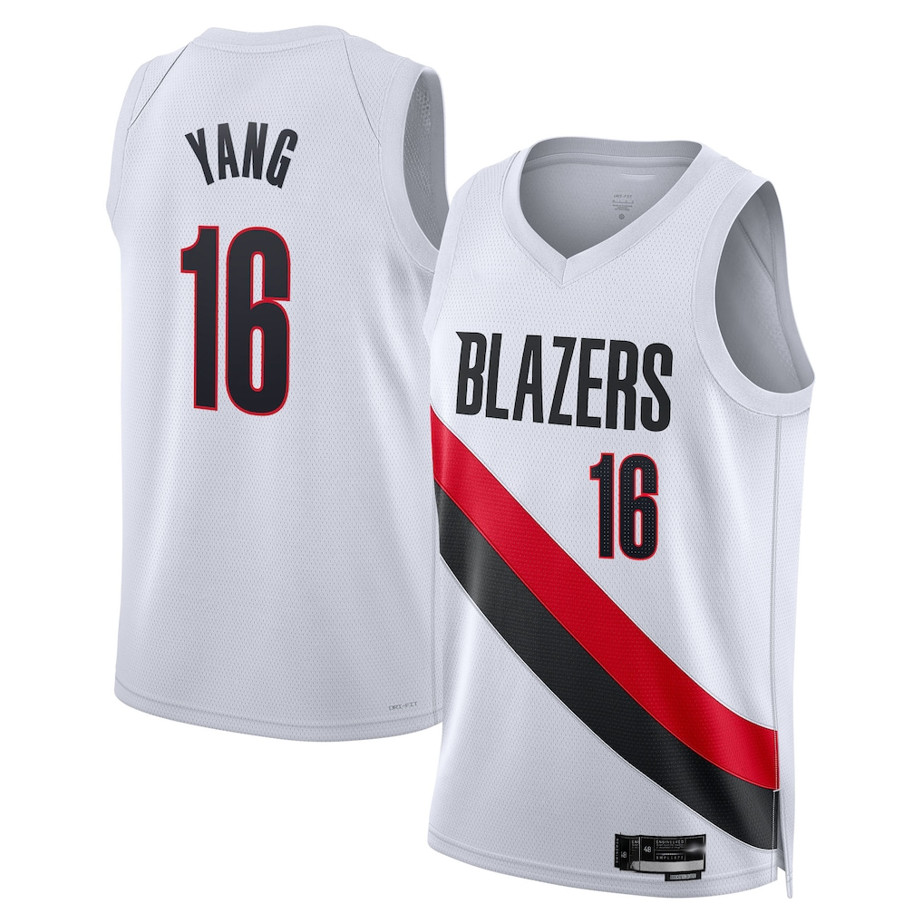 Blackjersey PT.Blazers #16 Yang Hansen White Swingman Jerseys - Association Edition