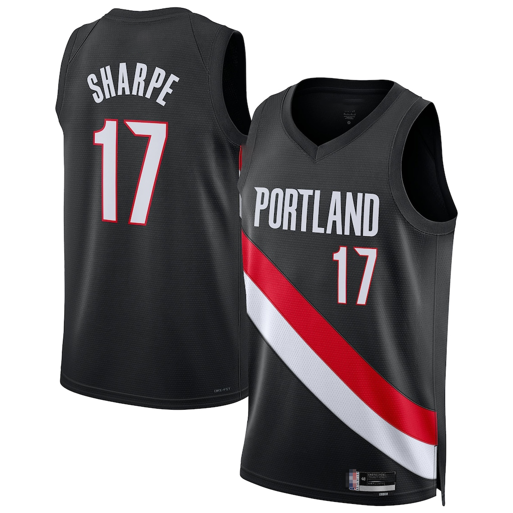 Blackjersey PT.Blazers #17 Shaedon Sharpe Black Swingman Jerseys - Icon Edition