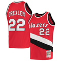 Blackjersey PT.Blazers #22 Clyde Drexler Mitchell & Ness Red 198384 Hardwood Classics Swingman Jerseys