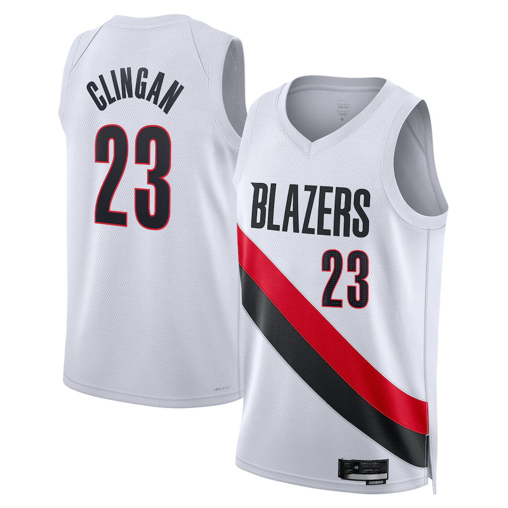 Blackjersey PT.Blazers #23 Donovan Clingan White Swingman Jerseys - Association Edition