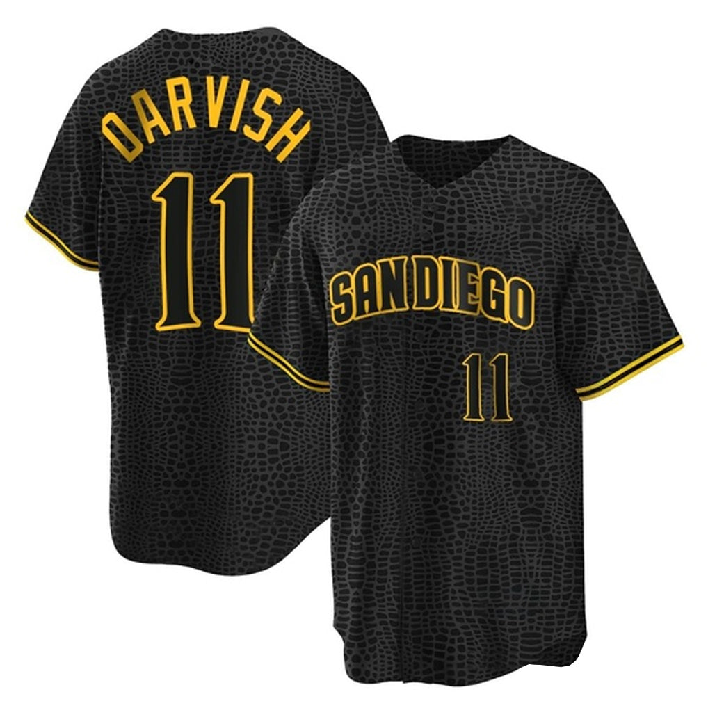 Blackjersey S.Diego Padres #11 Yu Darvish Player Black Snake Skin City Home Game Stitched Jerseys