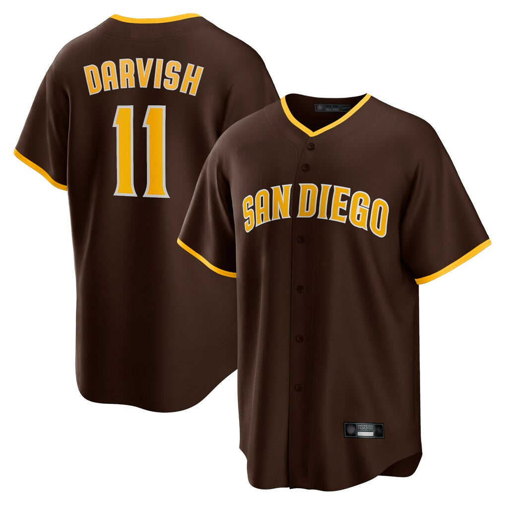 Blackjersey S.Diego Padres #11 Yu Darvish Player Brown Alternate Replica Game Stitched Jerseys
