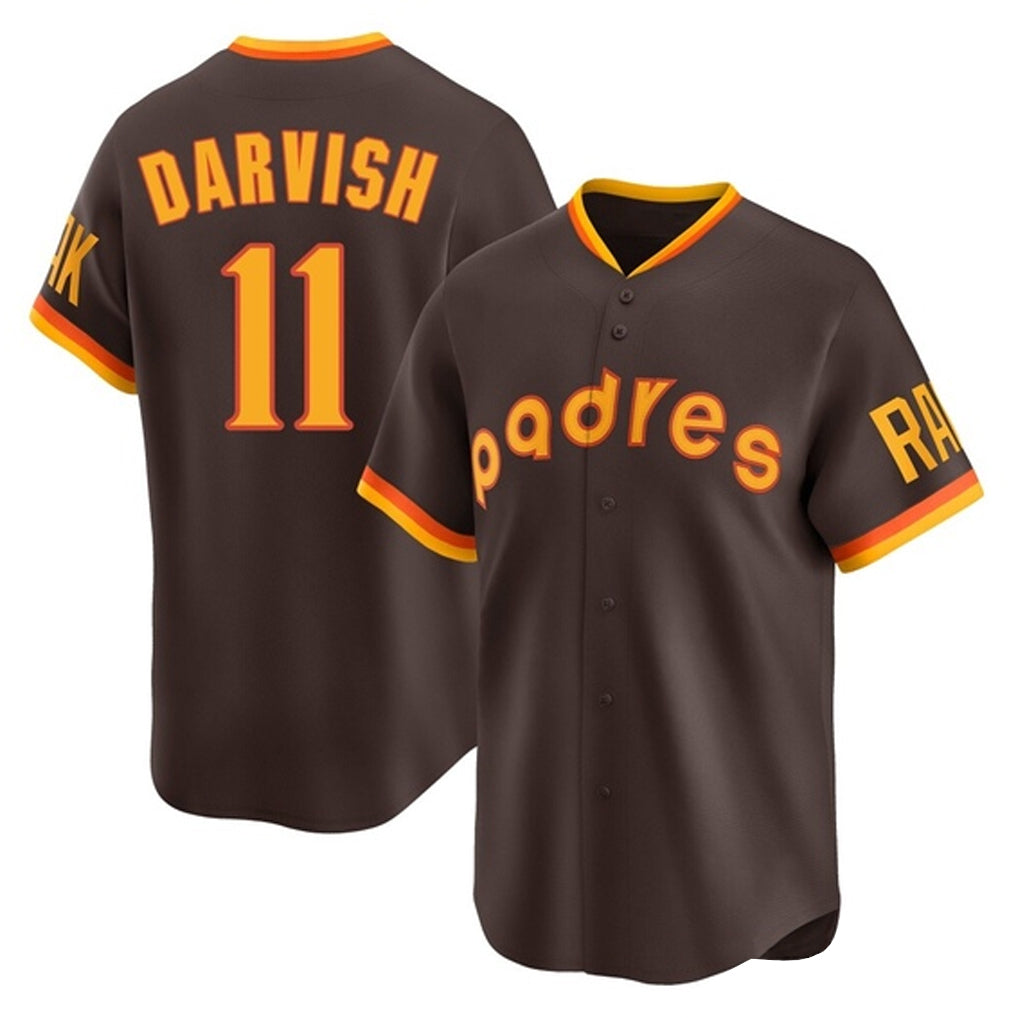 Blackjersey S.Diego Padres #11 Yu Darvish Player Brown Home Cooperstown Collection Replica Game Stitched Jerseys