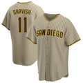 Blackjersey S.Diego Padres #11 Yu Darvish Player Khaki Home Game Stitched Jerseys
